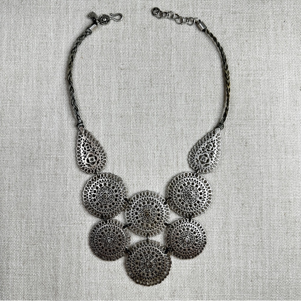 Stella & Dot Silver Medallion Necklace